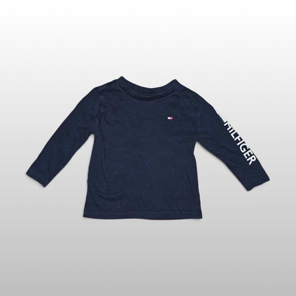 Toddler Tommy Hilfiger Long Sleeve Tee Logo Graphic Preppy Navy Blue 2T Shirt